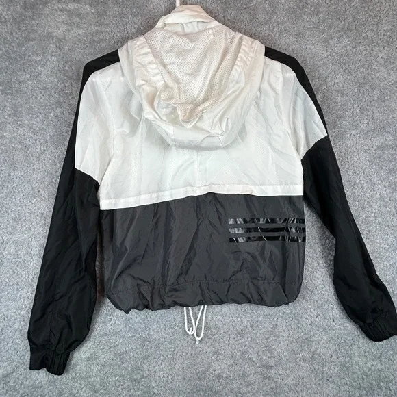 Adidas Womens Colorblock Hooded Windbreaker Jacket White Black CY7320 Sm. *READ* - Picture 4 of 8